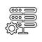 Data integrated, data management, data processing outline icon