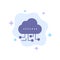 Data, Manage, Technology Blue Icon on Abstract Cloud Background