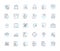 Data organization linear icons set. Categorization, Sorting, Arrangement, Classification, Organization, Indexing