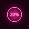 data percentage neon icon. Elements of online and web set. Simple icon for websites, web design, mobile app, info graphics