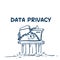 Data privacy on chain pillar General Data Protection Regulation GDPR server secuirity guard hand drawing