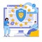 Data privacy compliance vector illustration concept with characters. Gdpr compliance, data protection regulations, user privacy