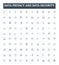 Data privacy and data security vector line icons set. Data, Privacy, Security, Compliance, Protection, Encryption