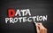 Data protection text on blackboard