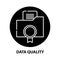 data quality icon, black vector sign with editable strokes, concept illustration