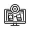 data recovery repair computer line icon vector illustration