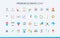 Data report and science model research, deep analysis with AI trendy flat icons set vector illustration.