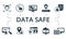 Data Safe icon set. Contains editable icons theme such as unlock, error, cloud transfer protection and more.