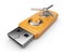 Data security concept. USB flash drive. Isolated