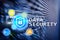 Data security, cyber crime prevention, Digital information protection. Lock icons and server room background