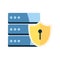 data security illustration of a server and padlock