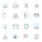 Data security linear icons set. Encryption, Firewall, Malware, Cybersecurity, Authentication, Authorization, Intrusion