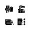 Data sensitivity black glyph icons set on white space