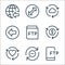 Data transfer line icons. linear set. quality vector line set such as ftp, remove, like, transfer, ftp, previous, synchronize,