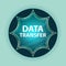 Data Transfer magical glassy sunburst blue button sky blue background
