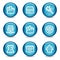 Data web icons, blue glossy sphere series