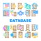 database administrator computer, icons set vector