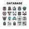 database administrator server icons set vector