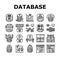 database administrator server icons set vector