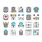 database administrator server icons set vector