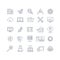 Database analytics and cloud computing vector line icons