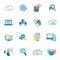 Database analytics icons flat