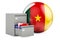 Database in Cameroon, concept. Folders in filing cabinet with Cameroonian flag, 3D rendering
