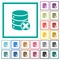 Database cancel flat color icons with quadrant frames