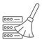 Database cleaning thin line icon, data analytics
