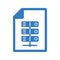 Database, document icon. Blue vector design