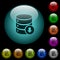 Database down icons in color illuminated glass buttons