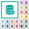 Database functions flat color icons with quadrant frames