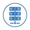 Database, hosting, server icon. Blue version