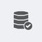 Database icon with check sign. Database icon and approved, confirm, done, tick, completed symbol