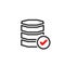 Database icon with check sign. Database icon and approved, confirm, done, tick, completed symbol