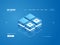 Database icon, data processing and cloud storage concept, digital technology abstract element isometric