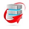 Database icon with update symbol.