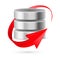 Database icon with update symbol.