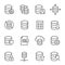 Database, information storage linear vector icons set
