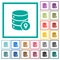 Database location flat color icons with quadrant frames