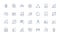 Database management line icons collection. Indexing, Schema, Queries, Backup, Restore, Replication, Clustering vector