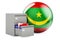 Database in Mauritania, concept. Folders in filing cabinet with Mauritanian flag, 3D rendering