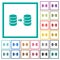 Database mirroring flat color icons with quadrant frames