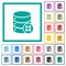 Database modules flat color icons with quadrant frames