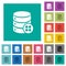 Database modules square flat multi colored icons