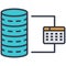 Database network administration flat vector icon. Cloud storage service.