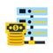 Database server stacked banknotes money digital