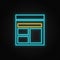 Database, server, template. Blue neon vector icon. Transparent background