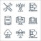 database and servers line icons. linear set. quality vector line set such as database, satellite, cloud server, monitoring, server