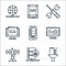 database and servers line icons. linear set. quality vector line set such as filter, firewall, tower, statistic, mobile, sql,